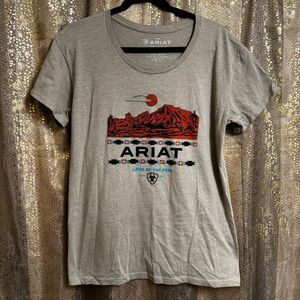Ariat Buckle Graphic Red Rocks Cotton T Shirt Western Cowgirl Tan Large